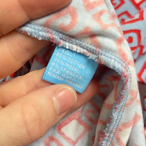 J. McLaughlin Red and Blue Pattern Button Neck Blouse - Picture 8 of 9